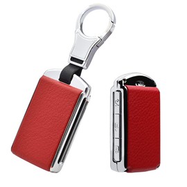 HIBEYO 20212022 - Funda de piel para llave de coche Volvo XC40, XC60, XC90, S90, V90, V90, llavero de coche, carcasa inteligente, accesorios sin llave, funda protectora completa, color plateado y rojo
