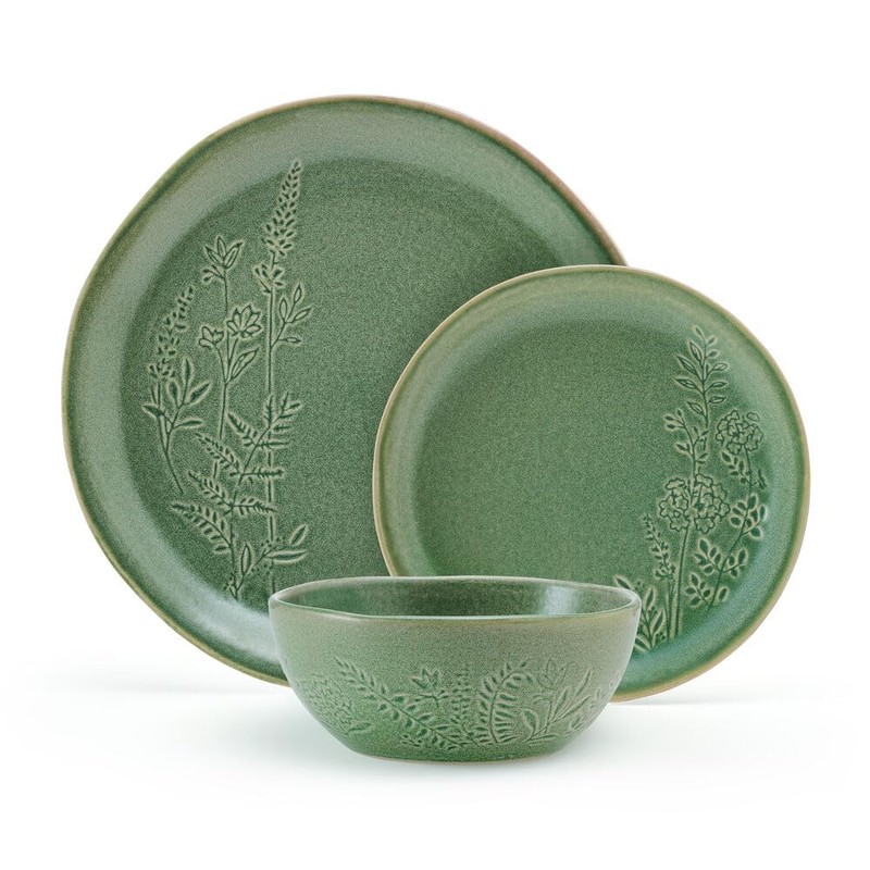 Pfaltzgraff Carrie 12 Piece Dinnerware Set, Service for 4, Green