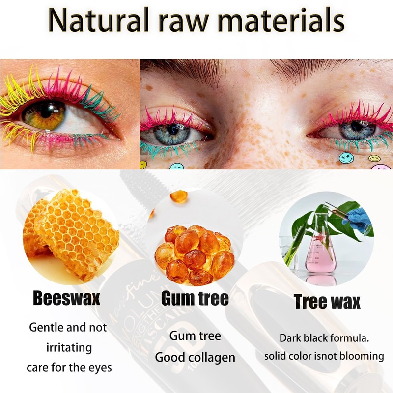 White Mascara,5D Silk Fiber Eyelash Volume with Soft Brush, Lash