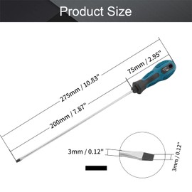 Utoolmart Slotted Magnetic Screwdriver, 3mm Slotted Screwdriver with 200mm Round Shaft, Flat Head Precision Screwdriver, Comfort and Non-Slip Grip for For Oily Hand for Repair Improvement Craft, 1 Pcs