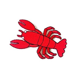 TH Lobster Shrimp Red Color Cartoon Logo Biker Motorcycle Embroidered Sew on Iron on Patch for Backpacks Jackets Clothing