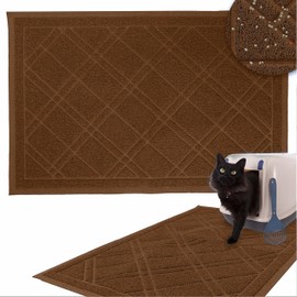 Downtown Pet Supply - Kitty Litter Mat - Trapping Cat Litter Mat - Cat Supplies - Padded, Non-Slip Mat for Cat Litter Box - Waterproof Cat Mat for All Types of Litter - Brown - Small - 15.5 in x 23 in