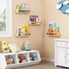 Forbena Natural Wood Nursery Book Shelves Wall Mounted, Floating Bookshelf
