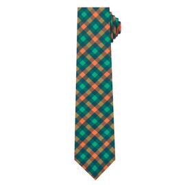 Jacob Alexander Men's Checkered Plaid Regular Length Neck Tie - Green Orange