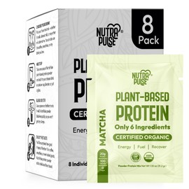 NUTRAPULSE Organic Vegan Protein Powder Sample Pack (Matcha, Pack of 8)