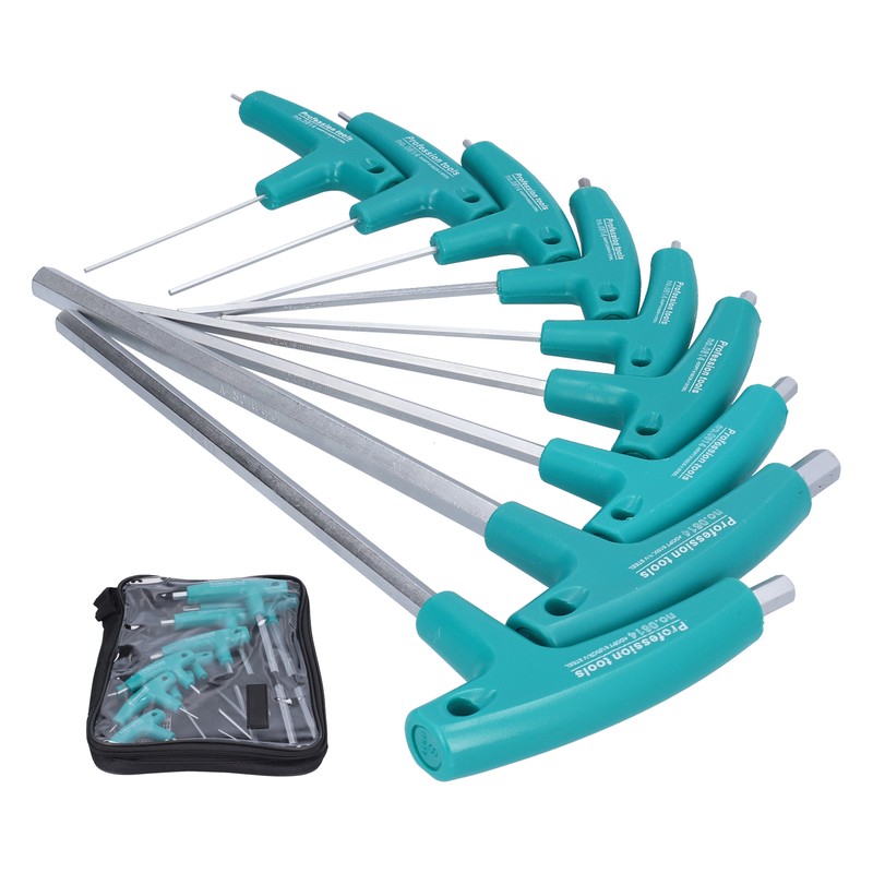 9Pcs Hex Wrench TShape Double Head NonSlip Handle Screw Tightening