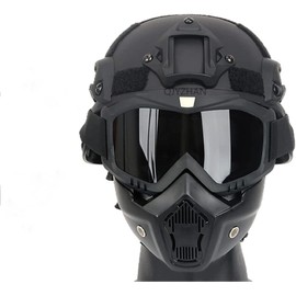 Airsoft Helmet Can Adjust ACH Tactical Helmet, and Airsoft Mask with Removable Anti-Fog Goggles is Used for Outdoor Sports of Airsoft Paintball CS Games