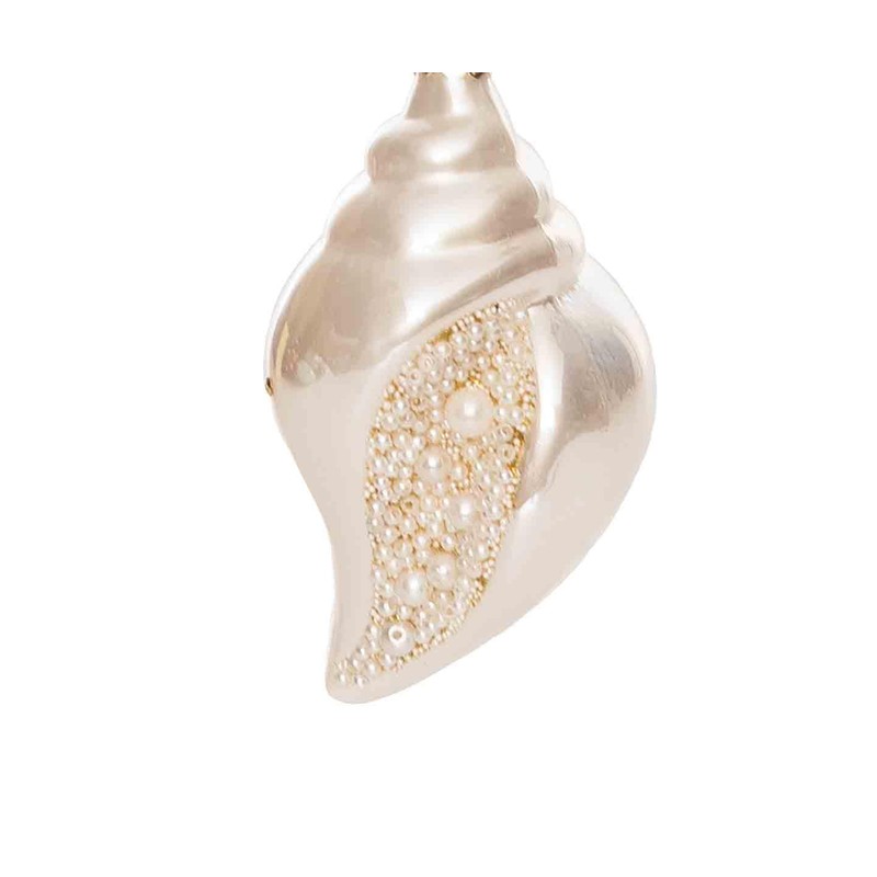 Gallerie II Glass Shimmer Whelk Shell Ornament Off-White