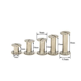 75 Sets Silvery Chicago Binding Screws Assorted Kit Nail Rivet Chicago Button DIY Leather Decoration Bookbinding Slotted Cross Head Nail （5×6/10/12/15/18mm-15pcs）