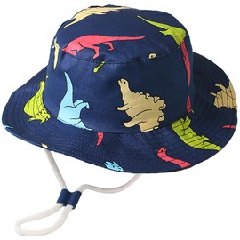 XYIYI Baby Kids Swordback Dragon Bucket Hat Adjustable Sun Hats Breathable Beach Hat for 1-2 Years Old Boys Girls (Dark Blue)