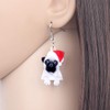 WEVENI Acrylic Christmas Hat Dog Earrings Dangle Drop Pet Jewelry