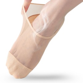 Seamless No Show Socks Ultra Thin Liner Socks for Women Lightweight Flat Boat Line Cotton Footies 3/6 Pairs-3Beige(3Packs)