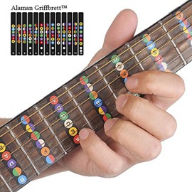 Alaman Guitar Transfer, Perfect for Beginners, 100 % Vinyl Multi-Coloured Fingerboard, Notes Help Make it Easier to Learn How to Play the Guitar