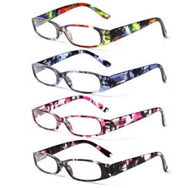 Kerecsen 4 Pack Reading Glasses for Women Spring Hinge Ladies Readers Reading Eyeglasses (Colourful-5, 1.50)
