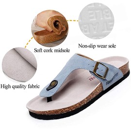 Asifn Women Slide Men Cork Sandal Flat Adjustable Leather Casual Open Toe Shoes Flip-Flops Summer 5 Men Green