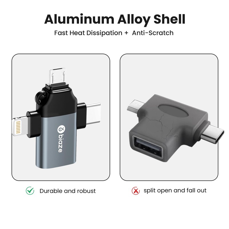 biaze 3 in 1 OTG Adapter USB to C