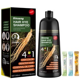 Chestnut Brown Hair Dye Shampoo 3 in 1 for Women & Men 100% Gray Hair Coverage - Herbal Ingredients Natural Plant Hair Color - Hair Dye in Minutes 17.6 Fl Oz