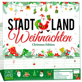 HOWAF 20 Sheets Christmas Game City Country Christmas with 21 Categories, A4, Game Pad, Board Games, Family Games, Party Game for Christmas, for Children, Teenagers & Adults, Gift Idea