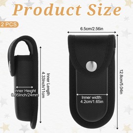 2 Packs Nylon Pocket Knife Sheath, Folding Knife Sheath, 4'' Multitool Case with Snap Closure and Belt Loop Black Knives Pouch for Outdoor or Daily Use