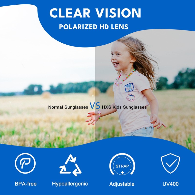 HXS 2-Pack Polarized Toddler Sunglasses with Strap for 2-4 Year