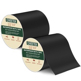 Black Waterproof Sealant Butyl Tape 6in x 33ft Joist Tape for Decking, Outdoor Leak Repair Duct Tape All Weather Rubber Butyl Tape for Pipe RV Awning Sail Metal Roof Window Sealing, 2 Packs