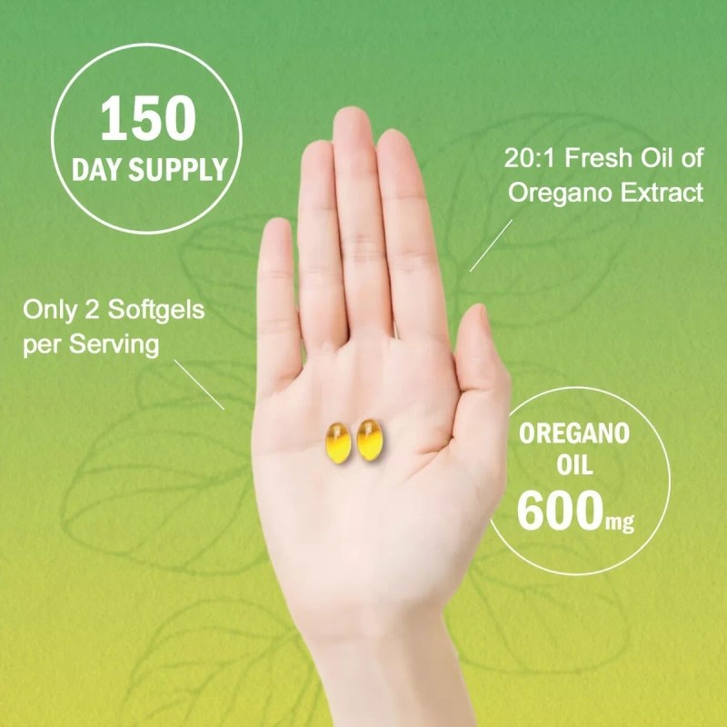 Oil of Oregano Softgels 600mg Per Serving 300 Softgesl with