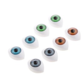 8 Pairs 4 Assorted Colors Plastic Oval Hollow Doll Making Flat Back Eyes Eyeballs for DIY Crafting Supplies Puppet Teddy Bear Doll Animal Stuffed SD Toys (10mm x 14mm)