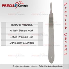 PRECISE CANADA: Scalpel Blades #10 Includes #3 Metal Handle – Suitable for DERMAPLANING, Crafts, Instruments/Equipment
