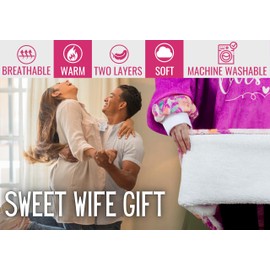 Huglanket Wife Gifts Blanket Hoodie for Wife from Husband, Romantic Gifts for Wife on Birthday, Christmas, Valentine's Day and Wedding Anniversary, Flannel Hooded Blanket, Plush, Cozy