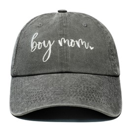 Boy Mom Gifts, Boy Mom Hat for Women, Birthday Mothers Day for Boys Mama Gift Ideas, Adjustable Washed Cotton Embroidered New Boys Moms Baseball Caps Dark Grey