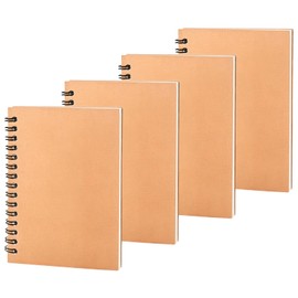 4 Pack A6 Spiral Notebooks Left & Right Flipping, Wirebound Notebooks Pocket-Sized Kraft Cover Ruled Journals, 100 Pages Each (50 Sheets), 8mm Line Spacing – Ideal for School, Office & Travel