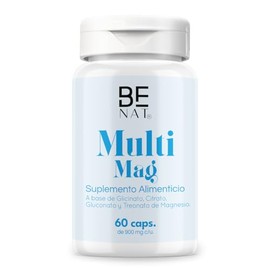 BENAT Magnesio Complejo con Glicinato, Citrato, Gluconato y Treonato + Vitamina C | Alta absorción | 60 Cápsulas | Bienestar Diario