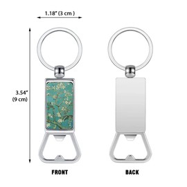WIRESTER Metal Bottle Opener Keychain, Beer Bottle Opener Key Ring for Kitchen, Bar, Restaurant, Easy to Carry - Almond Blossom Van Gogh