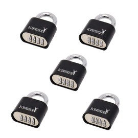 Kingsley Locks 22L Set Your Own Black Combination Lock, Hardened Steel, Heavy Duty Outdoor Weatherproof Combo Lock for Sheds, Fence, Gym Lock, Gate, Sports Locker (5 Pack of Locks)