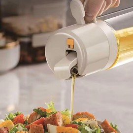 Palimeras Oil sprayer & Oil Dispenser Bottle - 2 in 1 useful kitchen Dispenser, Automatic Cap Dispenser with switch Sprayer, 550ml kitchen glass spray bottle BBQ for cooking, Grill, baking