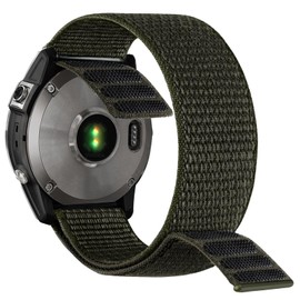 YOOSIDE Hook and Loop Nylon Watch Strap for Garmin epix Pro 51mm / Fenix 7X / Fenix 6X / Fenix 5X / Enduro, 26mm Quick Dry Ultralight Sport Wrist Band for Tactix 7 Pro,Tactix Bravo (Moss Green)