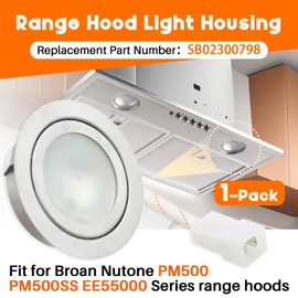 Terixe SB02300798 Range Hood Light Housing for Broan NuTone PM500/PM500SS/EE55000 - LED Hood Light Bulb 12V 20W Frosted Glass & Stainless Steel