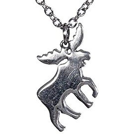 Shag Wear Women's God Bless America Woodland Nature Inspirational Real Pewter Necklace (Moose Pendant)
