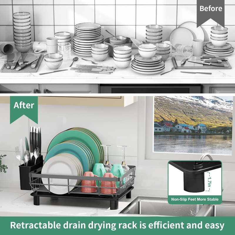 MOUKABAL Dish Drying Rack, Dish Rack, Large Dish Racks for