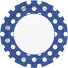 Royal Blue Polka Dot Round Disposable Paper Dinner Plates -