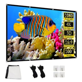 Portable Projector Screen 60 inch, Outdoor Movies Screen, Foldable and Washable, Double Sided HD Screens for Camping Party, Home Theater, Backyard, Office