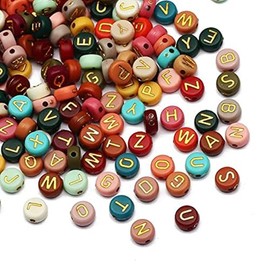 ToBeIT 1000pcs Color Gold Letter Beads Acrylic Alphabet Letter Beads 4x7mm Round Letter Beads for Jewelry Making, Bracelets, Necklaces, Key Chains(Gold)