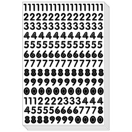 Numbers Arabic Sticker - Primary 0-9 Digi Count Label Decorative (5 Sheets, Black)