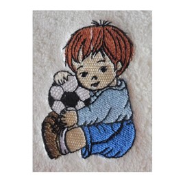Football Boy (1368) - Embroidered Medium Weight Star Fleece Baby Blanket (Blue)