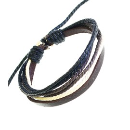 benerini Men's Leather Strap & Coloured Cords Leather Bracelet/Leather Wristband/Surf Bracelet - 83