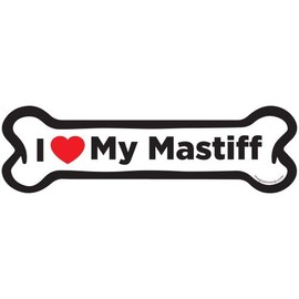 Magnet Me Up I Love My Mastiff Dog Bone Magnet Decal, 2x7 Inches, Heavy Duty Automotive Magnet for Car Truck SUV