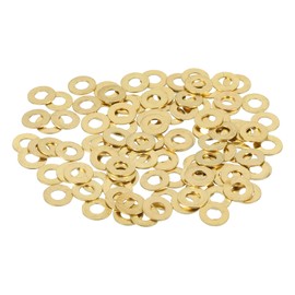 sourcing map 110 Pack Brass Flat Washer, M3 Copper Washers Crush Washer Kit Assortment, 3mm ID, 7mm OD, 0.5mm Thick for Bolts Screws Machinery Repair, Outdoor Construction