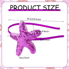 Mermaid Starfish Headband for Women Girls, Purple Holography Sequins Mermaid Starfish Hair Band for Women Girls Hair Accessories Summer Birthday Wedding Party Supplies