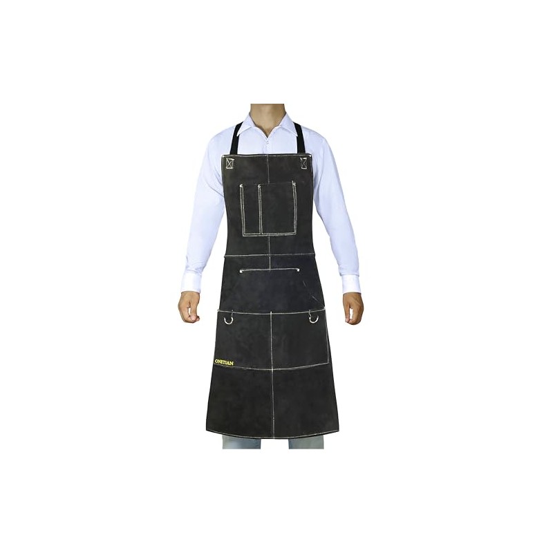 ONETIAN Leather Welding Apron with Soft Lining, Multi Pockets -