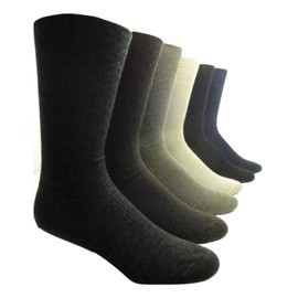 Non-Elastic Top Merino wool dress socks (2 Pairs) (Navy, Large (8-12 Shoe))